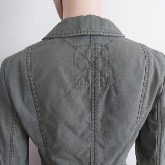 Aritzia Talula sage olive green denim jean cotton blazer style jacket - Picture 7 of 14